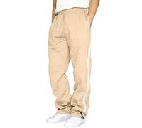 Baggy Pantaloni da jogging da uomo, 5XL, lunghi, con polsini, in tessuto, comodi, per lo yoga, in tinta unita, per il tempo libero, tutti i match, per la corsa, per gli uomini, bianco, XS