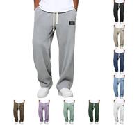 Baggy Pantaloni da jogging da uomo, per il tempo libero, lunghi a waffle, in cotone, per lo sport, da uomo, in vita elasticizzata, larga, gamba dritta, per autunno e inverno, leggeri, comodi e