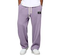 Baggy Pantaloni da jogging da uomo, per il tempo libero, lunghi a waffle, in cotone, per lo sport, da uomo, in vita elasticizzata, larga, gamba dritta, per autunno e inverno, leggeri, comodi e