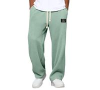 Baggy Pantaloni da jogging da uomo, per il tempo libero, lunghi a waffle, in cotone, per lo sport, da uomo, in vita elasticizzata, larga, gamba dritta, per autunno e inverno, leggeri, comodi e
