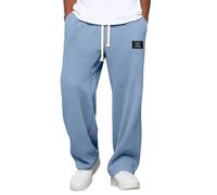 Baggy Pantaloni da jogging da uomo, per il tempo libero, lunghi a waffle, in cotone, per lo sport, da uomo, in vita elasticizzata, larga, gamba dritta, per autunno e inverno, leggeri, comodi e
