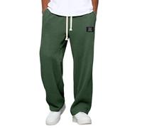 Baggy Pantaloni da jogging da uomo, per il tempo libero, lunghi a waffle, in cotone, per lo sport, da uomo, in vita elasticizzata, larga, gamba dritta, per autunno e inverno, leggeri, comodi e