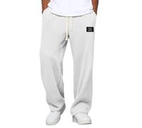Baggy Pantaloni da jogging da uomo, per il tempo libero, lunghi a waffle, in cotone, per lo sport, da uomo, in vita elasticizzata, larga, gamba dritta, per autunno e inverno, leggeri, comodi e