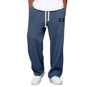Baggy Pantaloni da jogging da uomo, per il tempo libero, lunghi a waffle, in cotone, per lo sport, da uomo, in vita elasticizzata, larga, gamba dritta, per autunno e inverno, leggeri, comodi e