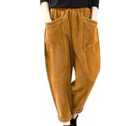 Baggy - Pantaloni in velluto a coste da donna, per il tempo libero, da donna, in cotone, a gamba larga, comodi pantaloni harem, pantaloni larghi Palazzo Y2K Streetwear, pantaloni termici Hip Hop, in