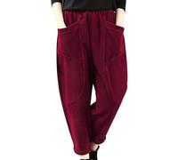 Baggy - Pantaloni in velluto a coste da donna, per il tempo libero, da donna, in cotone, a gamba larga, comodi pantaloni harem, pantaloni larghi Palazzo Y2K Streetwear, pantaloni termici Hip Hop, in