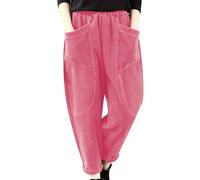 Baggy - Pantaloni in velluto a coste da donna, per il tempo libero, da donna, in cotone, a gamba larga, comodi pantaloni harem, pantaloni larghi Palazzo Y2K Streetwear, pantaloni termici Hip Hop, in