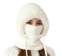 Bagiaope Cappello Beanie 3 in1 con Sciarpa E Protezione per Il Viso | Passamontagna in Pile Invernale per Donna | Maschera de Ski Antivento | Berretto A Maglia A Copertura Completa