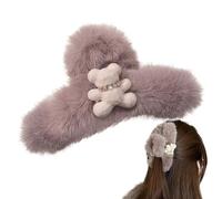 Bagiaope Fermaglio per capelli in peluche fuzzy, Fermagli per capelli grandi orsetti di peluche, Fermaglio per riutilizzabile con orsetto di, regalo di compleanno per donne, amici