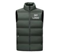 BAGLEV Gilet Invernale da Uomo con Colletto alla Coreana Logo Personalizzato/Testo Giacca Senza Maniche Addensato Piumino Anti Gilet Caldo Personalizzato Fai da Te da Uomo ArmyGreen,XXL