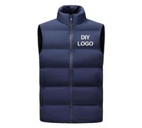 BAGLEV Gilet Invernale Da Uomo con Colletto Alla Coreana Logo Personalizzato/testo Giacca Senza Maniche Addensato Piumino Anti Gilet Caldo Personalizzato Fai Da Te Da Uomo Navy,L