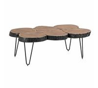 BAGLI - Tavolino da salotto in legno massiccio di acacia, larghezza 115 cm, design gambe in metallo, stile rustico