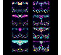 Bagliore Nel Buio Adesivi Tatuaggio Fluorescente, Trucco Tatuaggio Temporaneo, Adesivi Tatuaggio Pittura Del Corpo, Adulto Uomo Decorazione Utilizzare 8PCS (2)