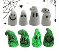 Bagliore nelle figure di fantasma scure - Set di 8 mini resina luminosa | paesaggistici resistenti alle intemperie per giardino, terrazza e decorazione interna | Ideale per feste