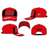 63 Cappellino Bagnaia - Ducati Dual Line, Bambino, Taglia Unica, Rosso