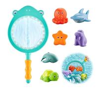 Bagnetto Animali Giocattoloper Bambini,Gioco da bagno con rete da pesca,Giochi Bagnetto Neonato,Bath Squirt Toys for Baby,Set di 7 giochi da bagno per bambini Giochi di animali con reti da pesca