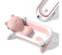 Bagnetto per bambini pieghevole con cuscino da bagno/Vaschetta bagno neonato XL con termometro per il controllo della temperatura dell'acqua/Dalla nascita ai 2 anni / 5 palline di plastica
