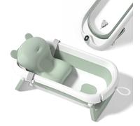 Bagnetto per bambini pieghevole con cuscino da bagno/Vaschetta bagno neonato XL con termometro per il controllo della temperatura dell'acqua/Dalla nascita ai 2 anni / 5 palline di plastica