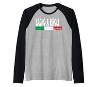 Bagno A RIPOLI City Italia Vintage Bandiera Italia Viaggi Amanti Maglia con Maniche Raglan