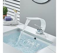 Bagno Basin rubinetto cascata dei capelli gru di copertura piattaforma piattaforma monoforo singola maniglia acqua calda acqua fredda gru di lavaggio (colore: cromo)