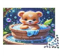 Bagno con orsetto carino Puzzle 1000 Pezzi Carta riciclata per adulti Puzzle per adulti Gioco difficile e stimolante Gioco familiare divertente Ottima idea regalo per il relax 70x50cm/1000pcs