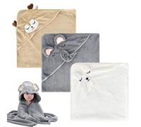 Bagno Cotone Neonato,3Pcs Asciugamani Con Cappuccio Per Bambini,Asciugamani per Bambini con Cappuccio,Accappatoio Neonato Morbido AssorbenteIl Cotone Morbido Delicato Sulla Pelle per Neonati(80*80 cm)