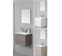 Bagno Italia Arredo Bagno moderno 50 cm disponibile in 3 colori mobile sospeso con lavabo mobili salva spazio rovere bianco I