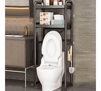 Bagno nizer, armadietto portaoggetti sopra il ripiano del WC, materiale in acciaio al carbonio, con cestello in rete estraibile, piedini antiscivolo regolabili, mensola retrattile autoportante per WC