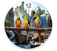 Bagno Orologio Naturale Paesaggio Animale Pappagallo Rotondo Orologio da parete Moderna Design Decorazione Camera per bambini Cucina Orologio da tavolo Grande Wal