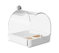 Bagno per Pappagalli Trasparente Multifunzione con 2 Mangiatoie | Bagno e Alimentatore per Uccelli per Interni, Esterni, Inseparabili, Canarini, Budgerigar, Diamanti Mandarino,
