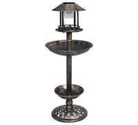 Bagno per uccelli a energia solare con luci - Casetta decorativa per uccelli per giardino e balcone, resistente alle intemperie e durevole