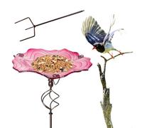 Bagno per Uccelli Da Giardino Statua Mangiatoia con Picchetto per Pavimento | Bacino per uccelli in metallo su piedistallo per esterno per giardino balcone cortile prato colibrì pappagallo parrocchetto