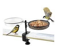 Bagno Per Uccelli Da Giardino - Vasca con Alimentatore per Uccellini Selvatici | Vassoio Staccabile con Morsetto per Pappagalli e Colibrì