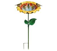 Bagno Per Uccelli,Girasole Metallico Impermeabile Con Picchetto | Vasca Decorativa per Uccelli a Piedistallo - per Colibrì, Cinciallegra, e Farfalle Selvatici, Cortile, Patio, Portico, Prato