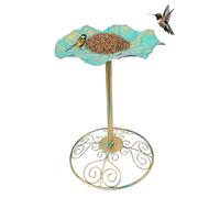 Bagno per uccelli in metallo per esterni per il bagno e gli uccelli con palo Base, bagno per uccelli e alimentatore per uccelli vintage (per uso esterno), decorazione del prato del giardino,