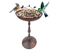 Bagno per uccelli per esterni, in metallo con mangiatoia integrata, statua anticizzata con design di animali e abbeveratoio per uccelli, per giardino, parrocchetti e
