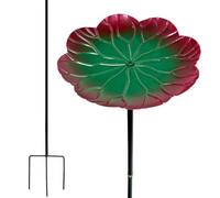 Bagno per uccelli per esterni, in metallo, per uccelli da giardino, per uccelli, con colonna di mangime a tre denti, per decorazione da giardino, balcone, prato, paesaggio, terrazza, stagno