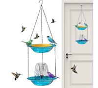 Bagno per uccelli solare con fontana, decorazione decorativa con per cibo, bagno per uccelli a energia solare, per terrazza, giardino, piscina, patio, cortile, cortile, casa e paesaggio