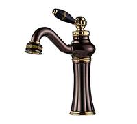 Bagno Rubinetti bronzo lucidato olio color oro da bagno Ceramica Bacino Miscelatore acqua calda e fredda del rubinetto Sink Gru moderna, SLT032