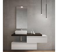 Bagno sospeso top 120 con 2 moduli lavabo, specchiera con luce LED NINFA