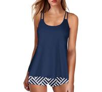 Bagno Uomo Piscina pezzi dimagranti e protettore per donna con bretelle Camicetta a fiori, blu, L