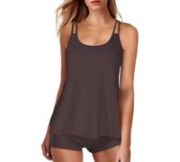 Bagno Uomo Piscina pezzi dimagranti e protettore per donna con bretelle Camicetta a fiori, marrone, XL