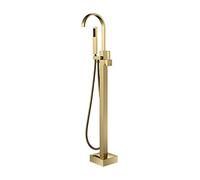 Bagno vasca da bagno rubinetto + doccia portatile con doccia in oro spazzolato oro lusso vasca da bagno tappeto piano montato(Style 5 brushed gold)