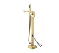 Bagno vasca da bagno rubinetto + doccia portatile con doccia in oro spazzolato oro lusso vasca da bagno tappeto piano montato(Style 8 brushed gold)