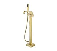 Bagno vasca da bagno rubinetto + doccia portatile con doccia in oro spazzolato oro lusso vasca da bagno tappeto piano montato(Style 3 brushed gold)
