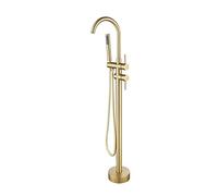 Bagno vasca da bagno rubinetto + doccia portatile con doccia in oro spazzolato oro lusso vasca da bagno tappeto piano montato(Style 1 brushed gold)