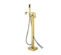 Bagno vasca da bagno rubinetto + doccia portatile con doccia in oro spazzolato oro lusso vasca da bagno tappeto piano montato(Style 4 brushed gold)