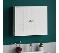 Bath Vida Bagno Vida Doppia Porta Armadietto da Parete, Legno, Bianco, ingegnerizzato, H 50 x L 60 x P 15 cm Circa