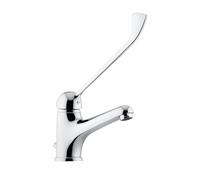 BAGNOCLIC - Miscelatore Rubinetto Lavabo Professionale | Leva Clinica Ergonomica | Ideale per Ristorazione e Comunità | Design Elegante in Ottone Cromato, Ottone
