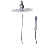 BAGNOCLIC Set Doccia Completo con Deviatore Integrato | Soffione Acciaio Inox 20x20 cm + Doccetta Round + Braccio 35 cm + Flessibile 150 cm | Tutto Incluso